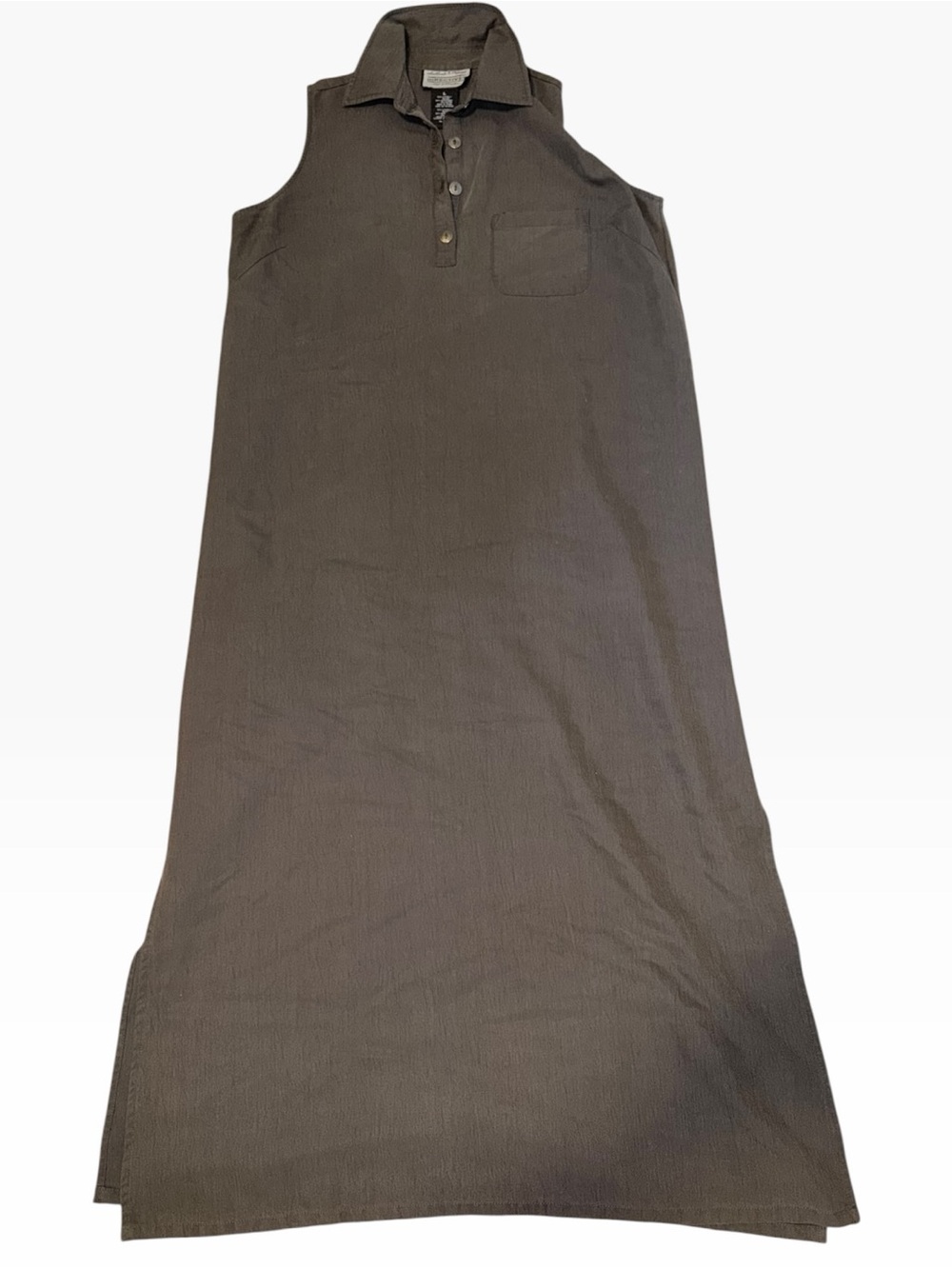 Sleeveless Polo Maxi Dress in Dark Charcoal/Olive